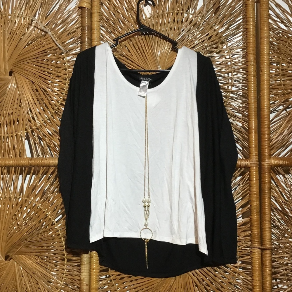 Fug & Blu Women Layerd Cardigan Blouse Black Large